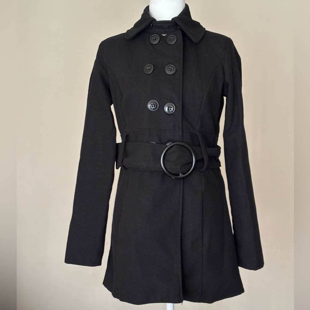 Michael F Elegant Black Women's Trench Coat Size Small